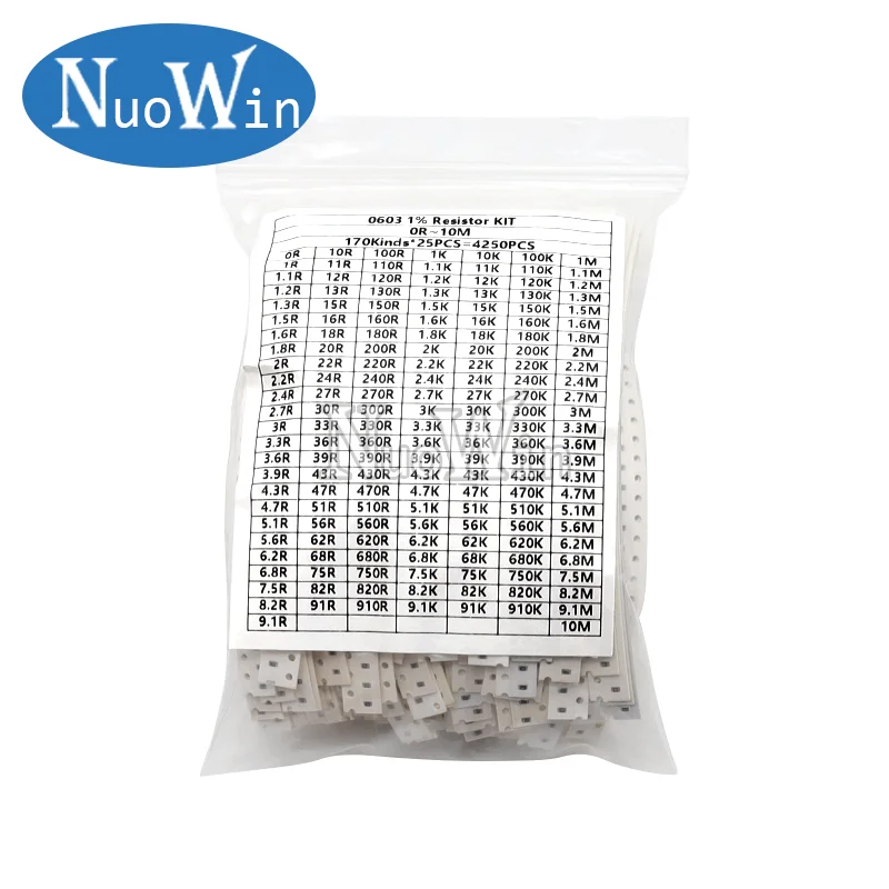 1% 0402 0603 0805 1206 SMD Chip Resistor Assorted Kit 0R - 10M ohm 170 Values Resistance Samples Set