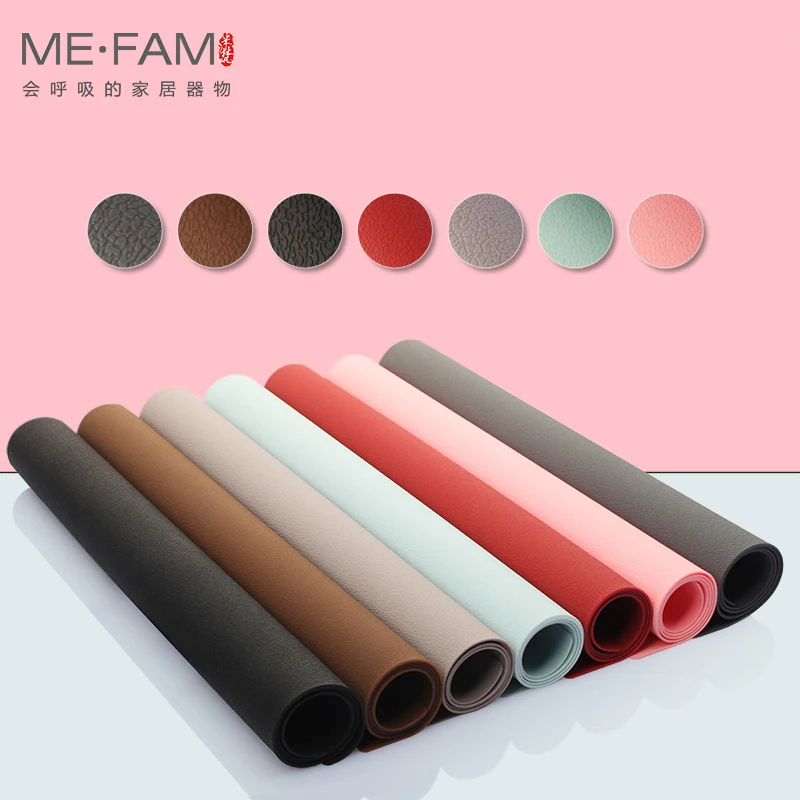 

ME.FAM Silicone Mat Imitation Leather Grain Texture Placemat Heat Resistant Anti Slip Oilproof Desktop Protect Tablemat Set of 2