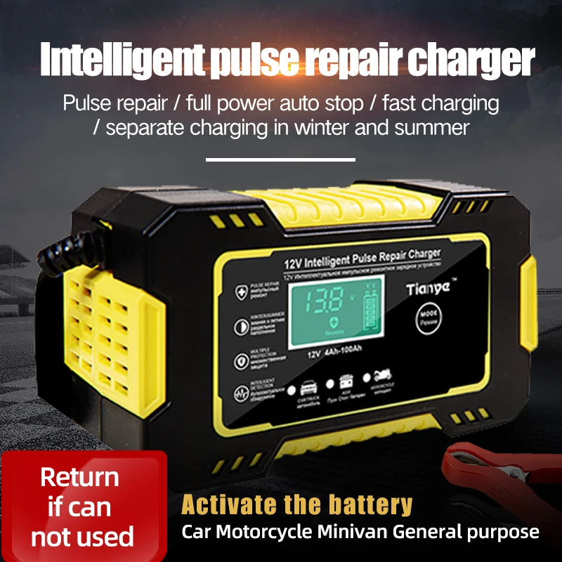 12v Car Automotive Battery Charger For Car Charger Power Digital Lcd Display Battery Charger Repair Automatic Wet Dry Lead Acid