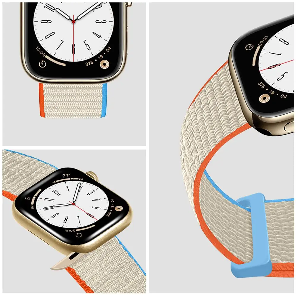 Nylon Loop For Apple Watch Band 44mm 45mm 49mm 40mm 41mm 42mm 38mm Double tour Bracelet iWatch Series 7 8 3 4 5 6 Se Ultra strap