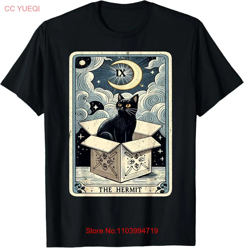 Camiseta de The ermit Tarot Card Cat In Box Mystic Funny Cat, camiseta Unisex para Halloween