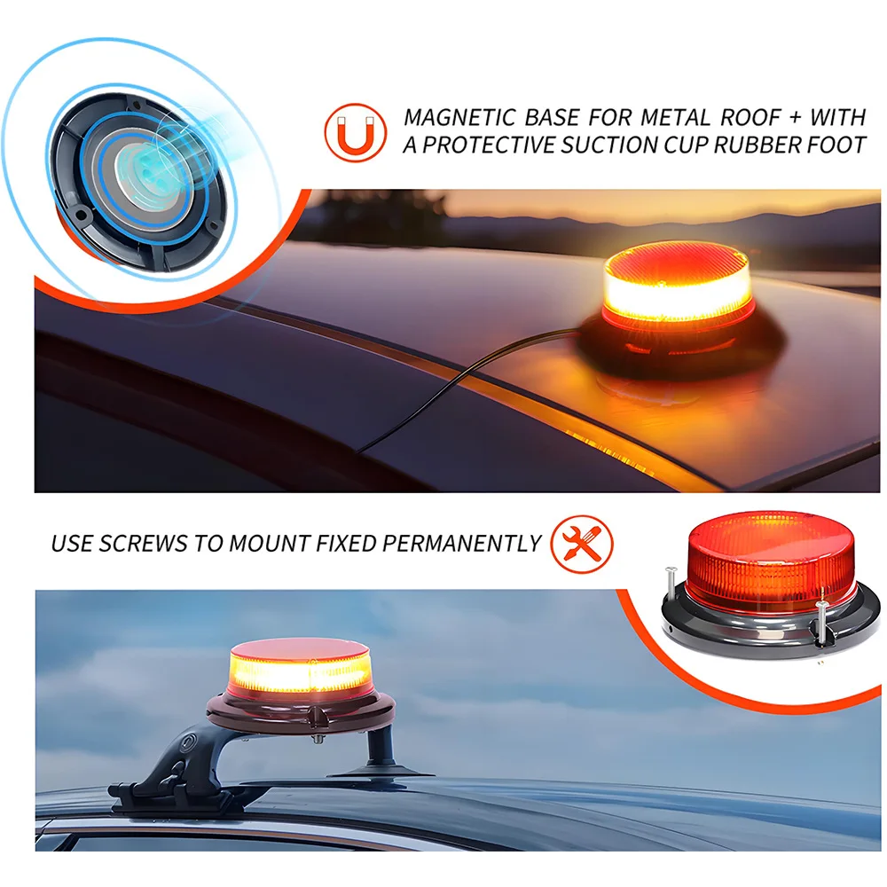 

For Cars Trucks LED Strobe Warning Light Cigarette Lighter Flash Beacon Flowing Flash Roof Safety Anti Collision Emergency Lamp