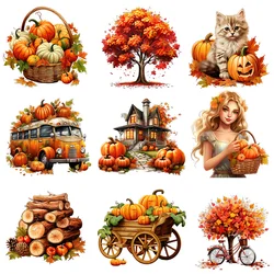 autumn landscape pumpkin Patches Stickers Heat Transfer iron on transfer for clothing Iron On Patches Iron On Patches For