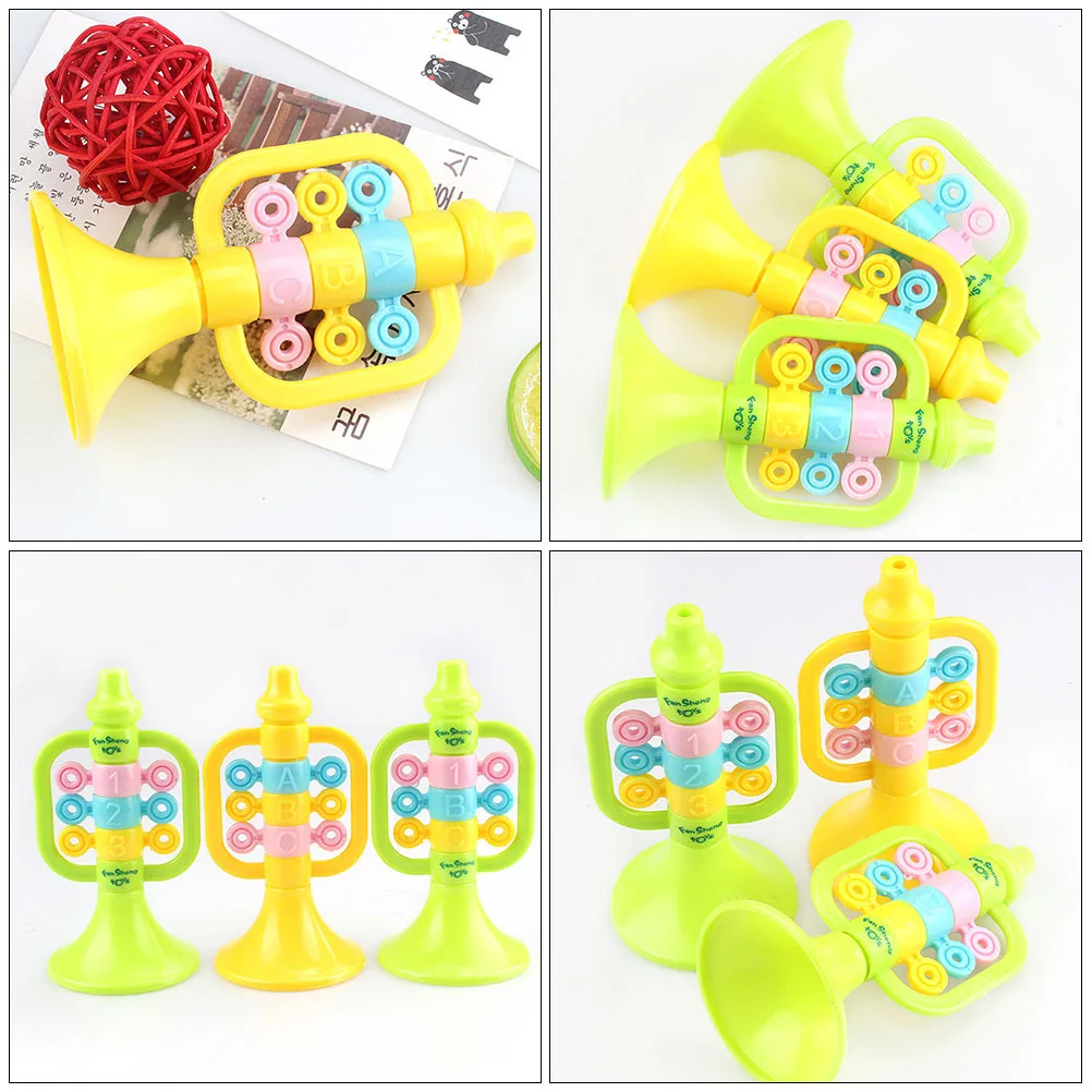 6 pezzi di cartoni animati pratici trombe di simulazione manico rotondo liscio bambini sicuri giocano strumenti per spettacoli teatrali trombe pratiche