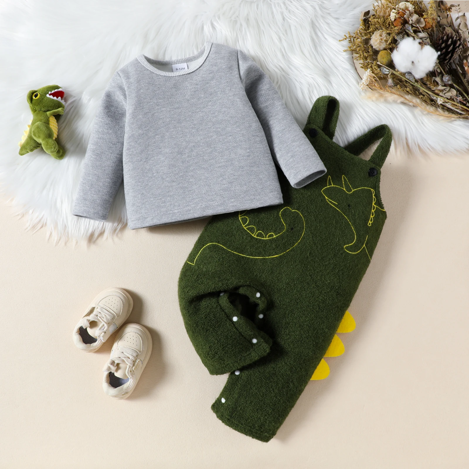 top-cinza-com-estampa-de-dinossauro-e-macacao-para-meninos-conjunto-fofo-de-duas-pecas-estilo-rua-roupa-macia-e-facil-de-combinar-para-bebes-meninos