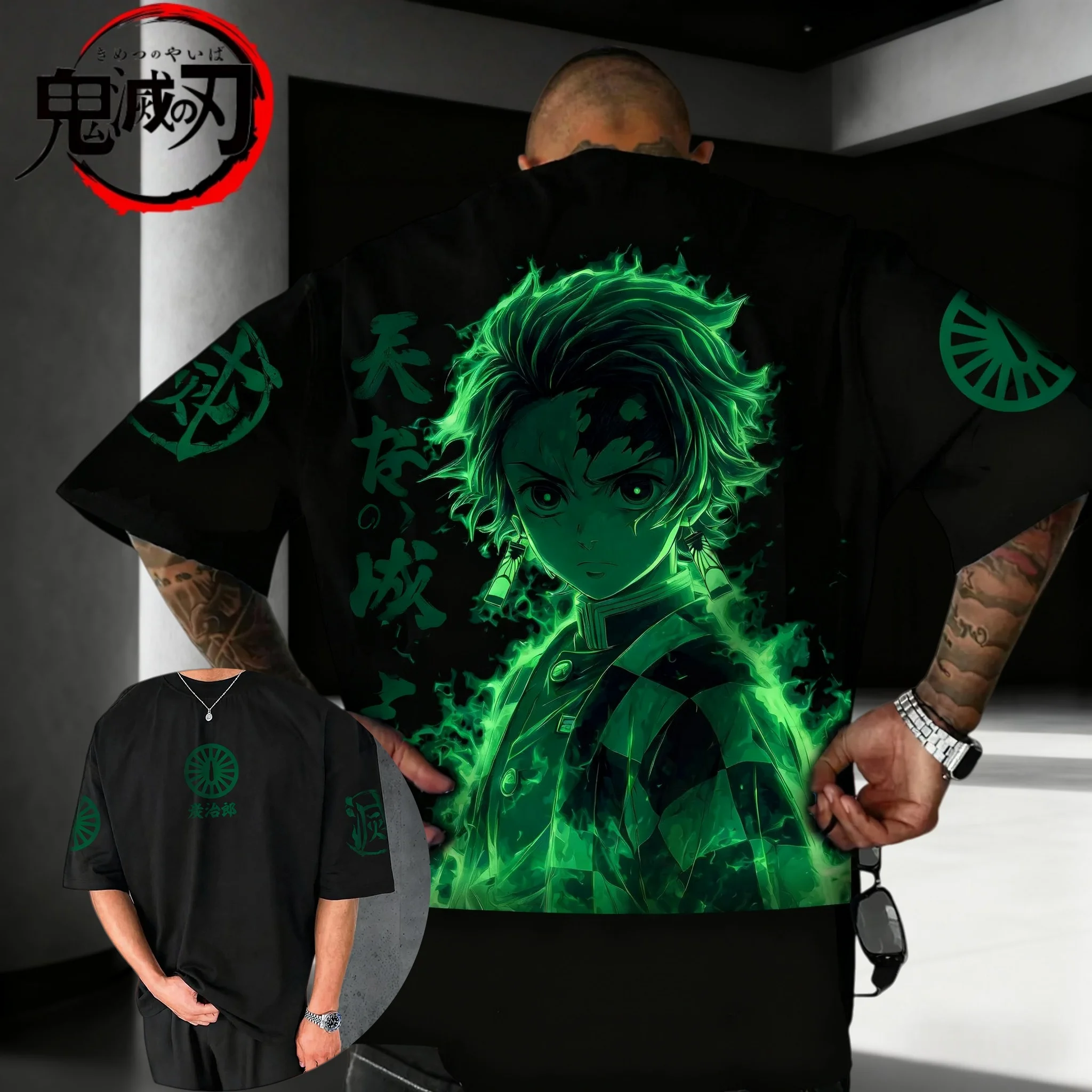 Demon Slayer Anime Kamado Tanjirou Printed T-shirt 2025 Men's Women's Summer Harajuku Plus Size Y2K Casual Loose Cotton T-shirt