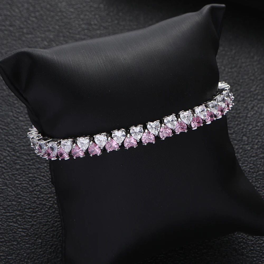 الفاخرة هندسية كاندي الألوان القلب أساور زركون تشيكوسلوفاكيا البوهيمي الكفة الأساور للنساء فام مجوهرات الأزياء S0455 #4