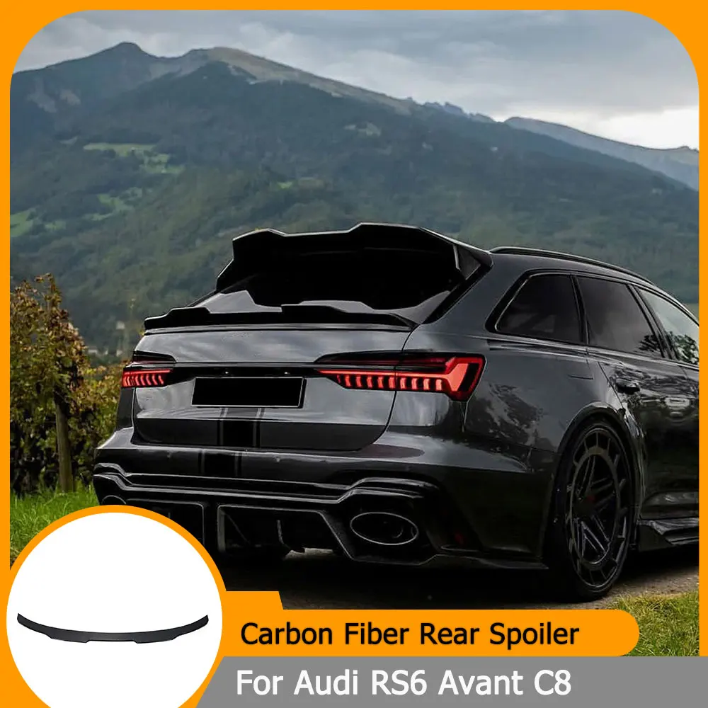 

Carbon Fiber Car Rear Trunk Boot Lid Wing Spoiler For Audi RS6 C8 Avant 2019-2023 Rear Trunk Middle Racing Spoiler Wing