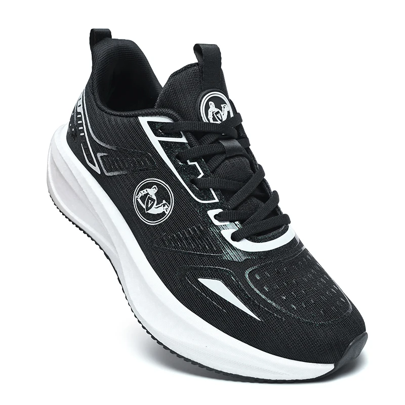 Men Women Breathable Mesh Running Shoes, Summer Casual Sports Sneakers, Fashion Trainers Double Layer EVA Sole, Black White Pink