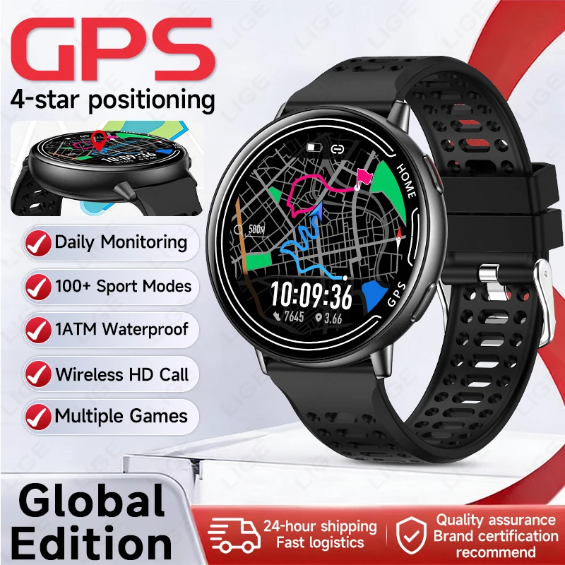 

LIGE Military GPS Smart Watch Wireless BT Call Answer IP68 Waterproof Sports Record Heart Rate Monitor Smartwatch For Men Women