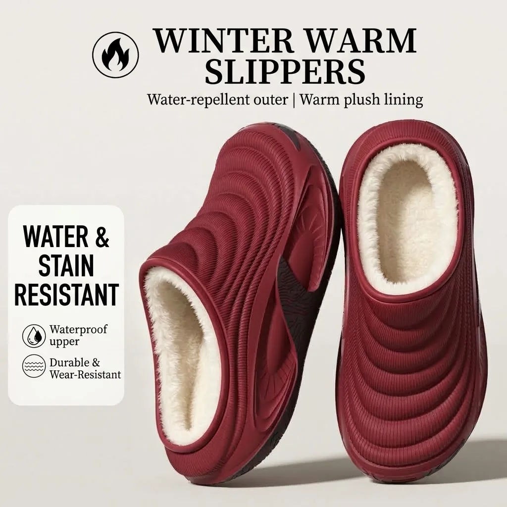 Wasserdichte Winter-Hausschuhe für Damen und Herren, warm, mit Plüschfutter, rutschfest, strapazierfähig, mit dicker Sohle, für den Innen- und Außenbereich. – Detail 17