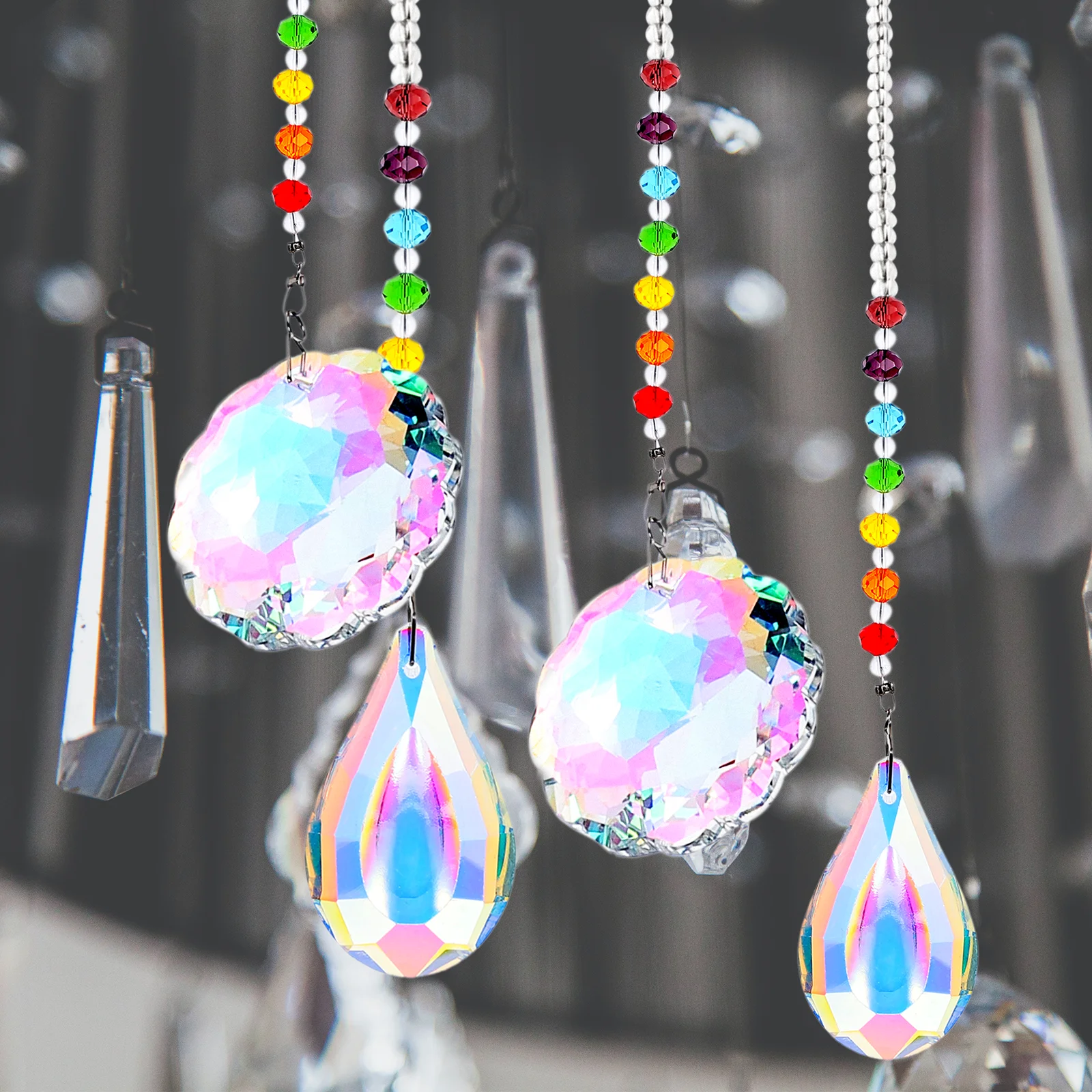 

4Pcs Crystal Ceiling Light Hanging Pendant Decorative Hanging Crystal Ornament for Home Garden Ceiling Light Ornament