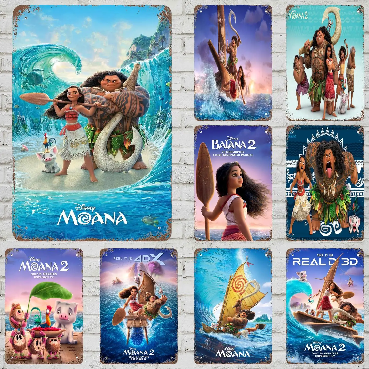

MINISO Moana 2 Vintage Metal Tin Signs Posters Decor Retro Metal Plaque Wall Art Decor for Garage Bar