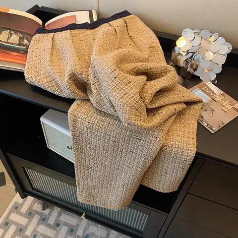 KUSAHIKI Moderiktiga Paljett-Tweed Kausala Byxor Höst Vinter Dambyxor 2023 Mode Hög Midja Eleganta Koreanska Långbyxor 10 best sales tweedbyxor - №7