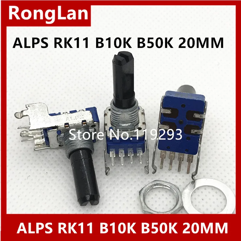 [BEALL]Japan ALPS Alps RK11 type 4 foot potentiometer B10K B50K half shaft length 20MM volume potentiometer B103 B503--10pcs/lot