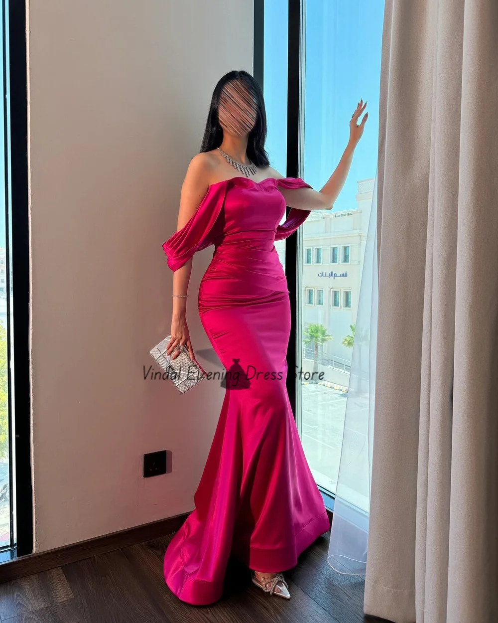 Vindal Mermaid Prom Dresses Off-the-shoulder Hals Satijn Hof Trein Sexy Luxe Wedding Prom Partij Jassen Vestidos 2025