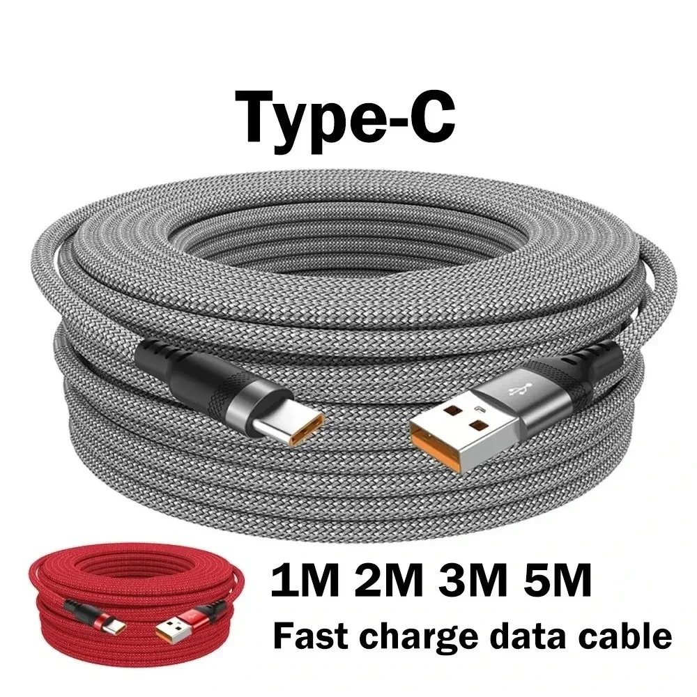 66W 6A Ultra Long USB Type C Fast Charger Cord Braided For Samsung Galaxy S24 Xiaomi Huawei Phone Charger USB C Distance Charge