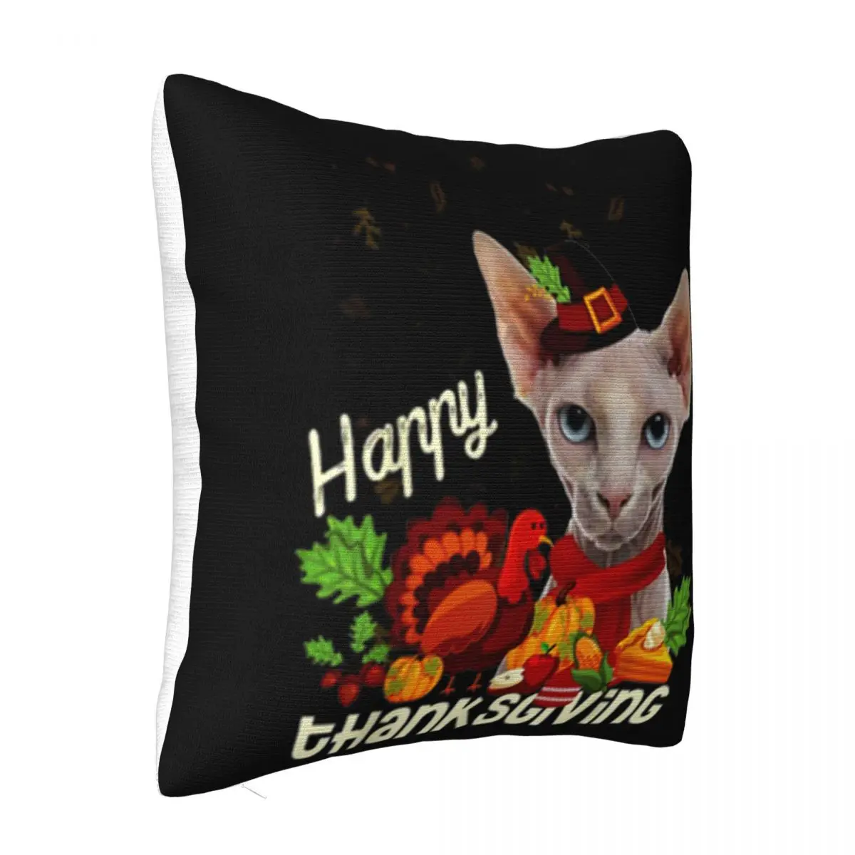 Happy Thanksgiving Pilgrim Sphynx Cat Pride Spring Hip-Hop Printing Children Cute Dj Girl Hot Sale Brand Logo Pillow Case