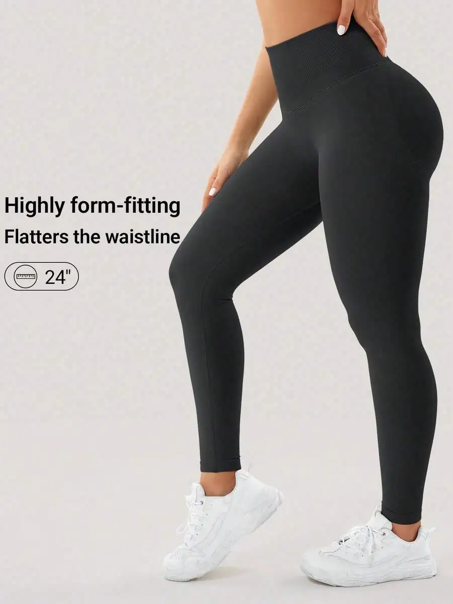 

High Waist Seamless Yoga Leggings Women Form Fitting Butt Lift Workout Gym Pants Black