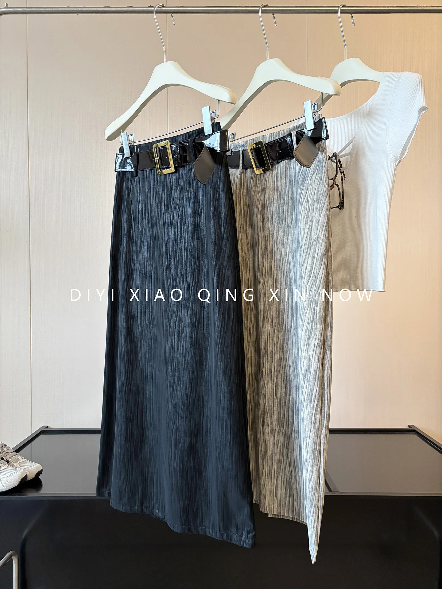 High Waist A-Line  Skirt Women's Autumn Straight Dyed Gradient Slimming Skirts Polyester Fiber Standard Fit Ladies Skirts