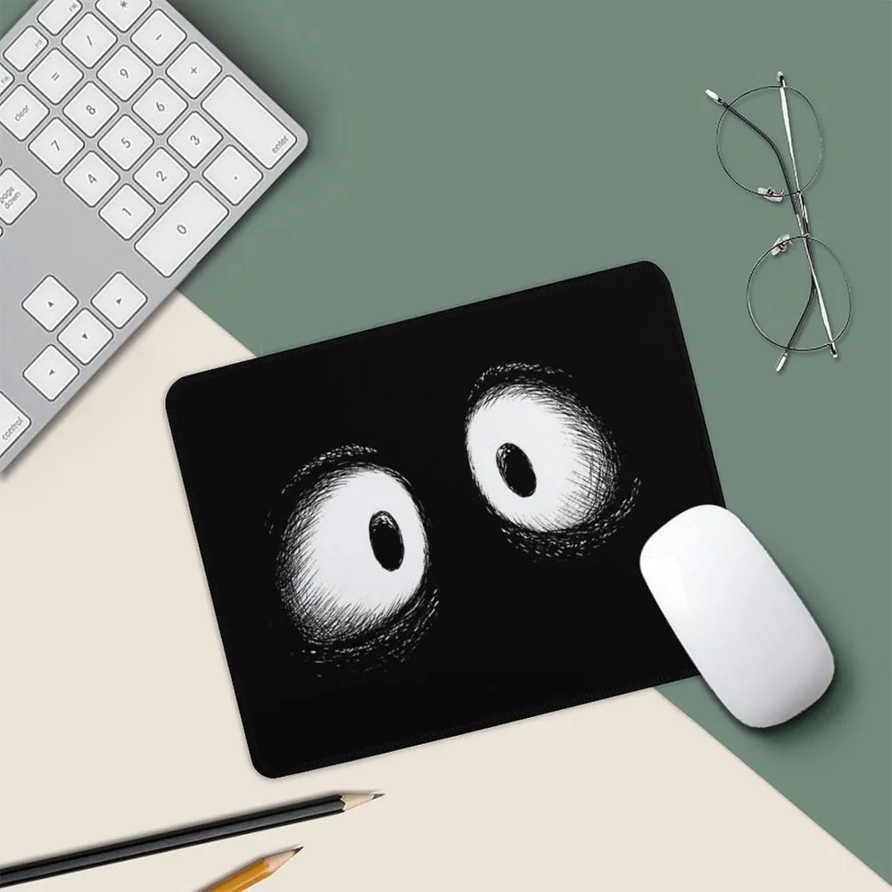 Mouse Pad com design de olhos de desenho animado – acessório de mesa ergonômico para uso em pequenos escritórios e laptop com base antiderrapante