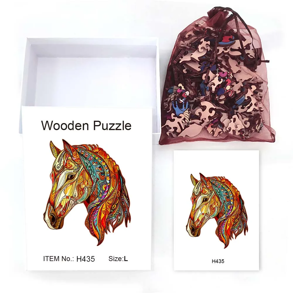 Wooden puzzle horse Gift box Exquisite gift Irregular animal shape puzzle personalized senior unique color gift family interacti