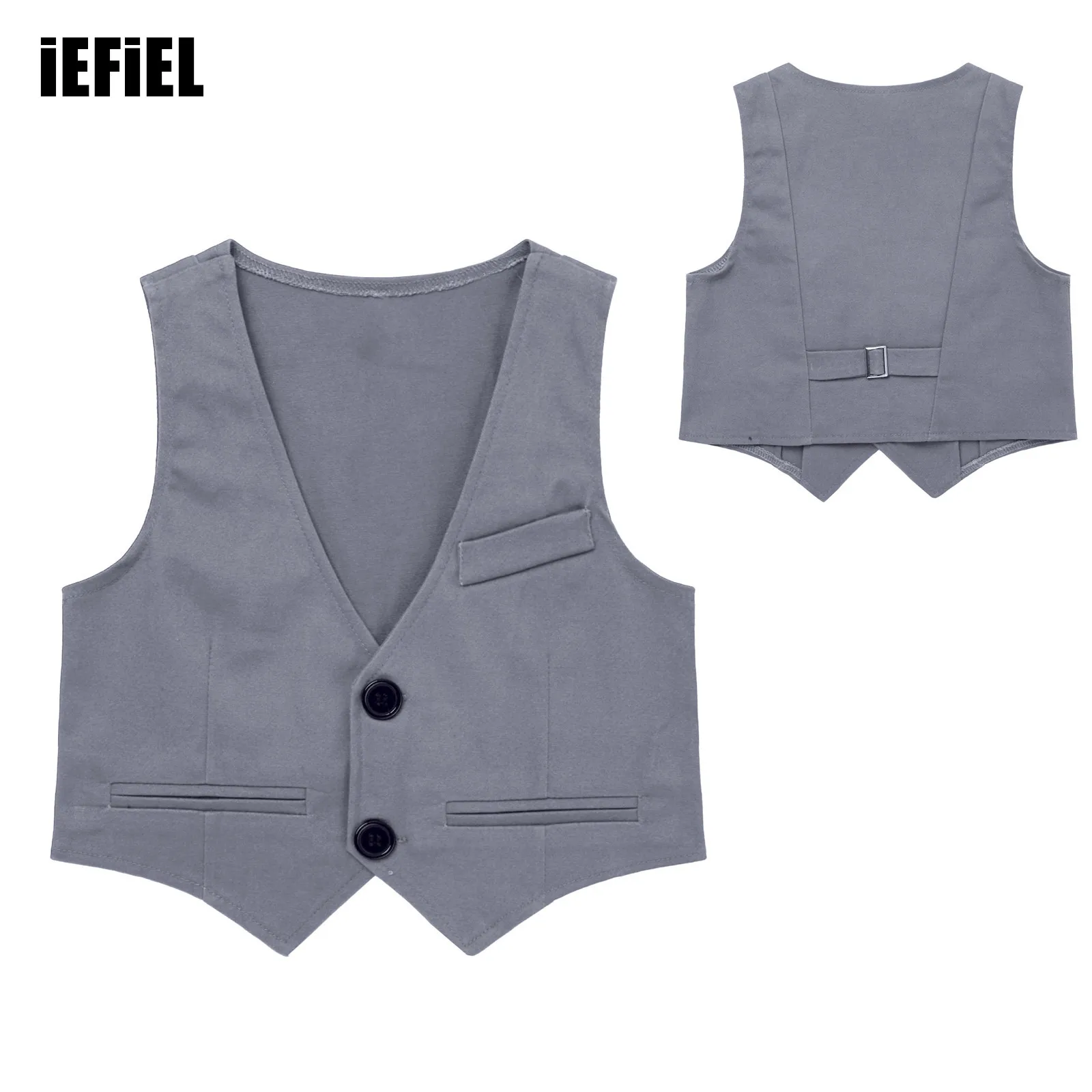 

Kids Boys Suit Vest V Neck Single-Breasted Vest Waistcoat for Wedding Birthday Party