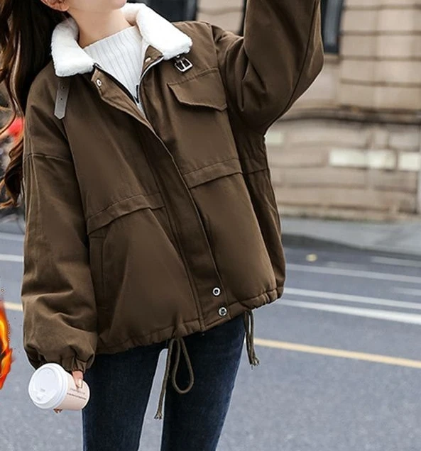 Workwear Jacket Women's Winter 2025 Autumn and Winter New Style Thick Splicing Contrasting Color Jacket