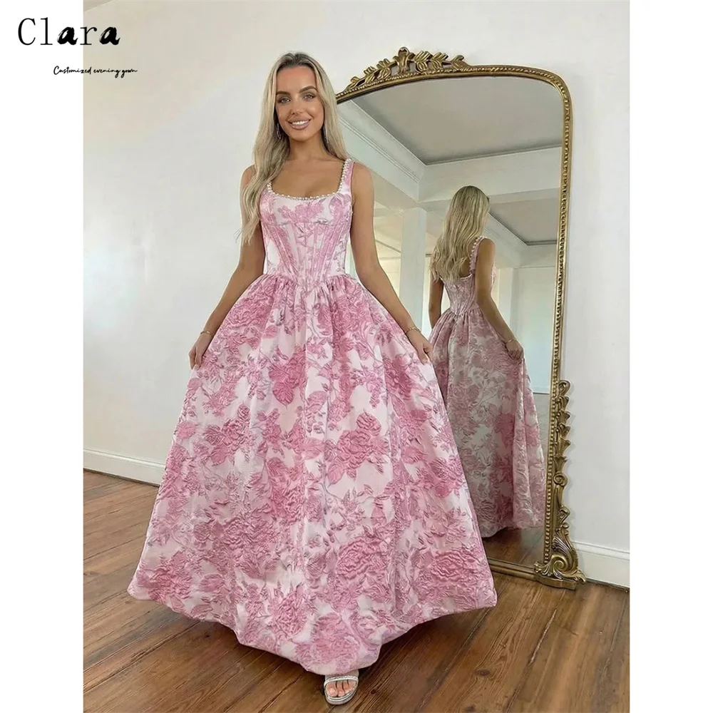 

Clara Custom Pink Shiny Square Collar A Line Gala Dress Bespoke Occasion Dresses 2026 Woman Luxury Evening Dress Elegant Gown