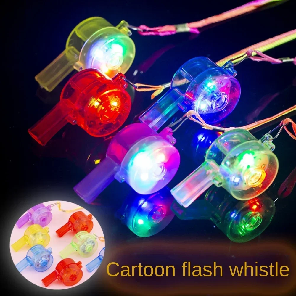 10-80 قطعة LED توهج صافرة مع الحبل توهج في الظلام حفلة تفضل متعة متوهجة لعبة صفارات الطرف الديكور للأطفال البالغين