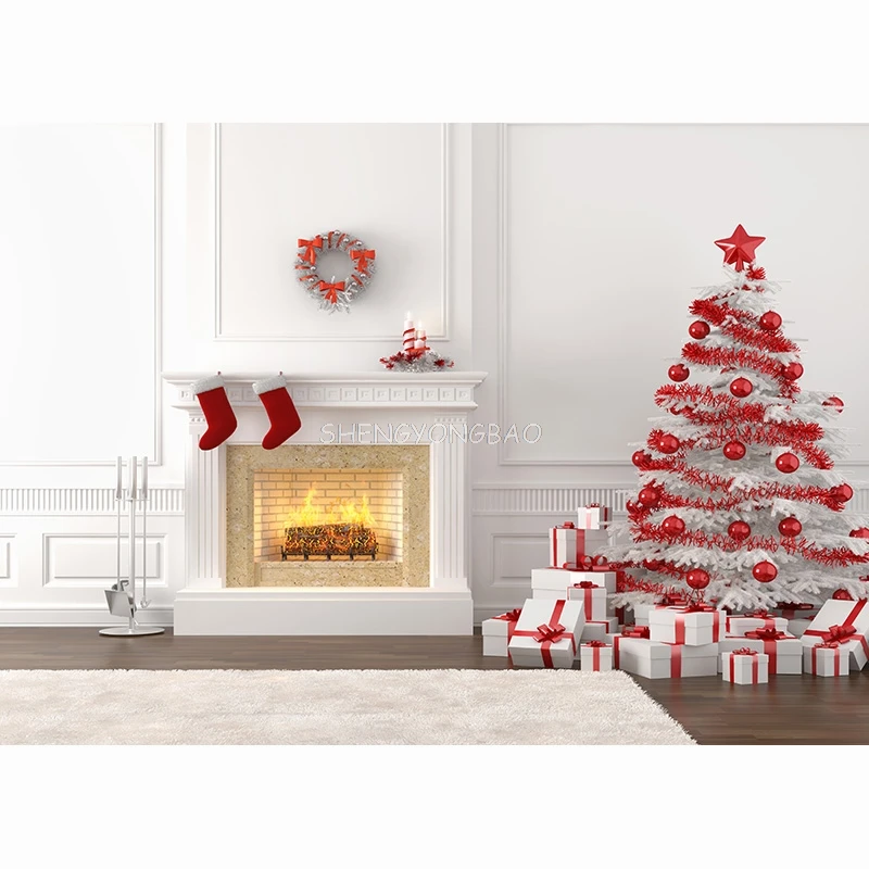 Christmas Party Decor Backdrop Baby Tree Gift Photography Background Photocall Photographic Prop Photo Studio SDJ-01