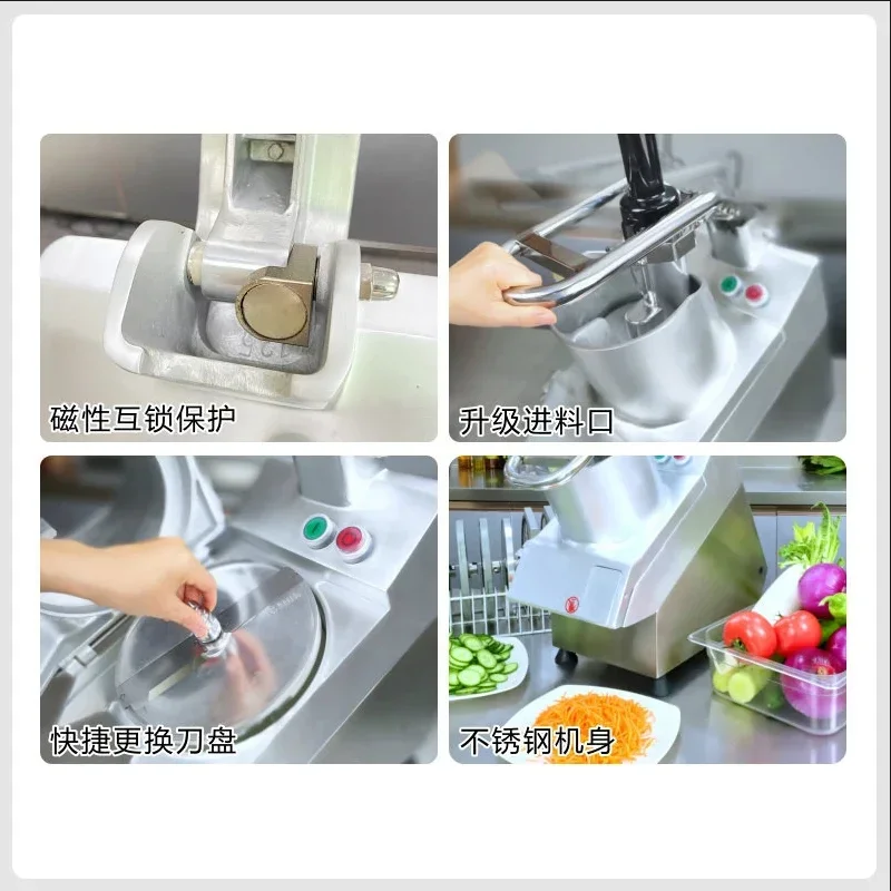 Cortadores vegetais da cenoura comercial, máquinas cortadas Shredded, vegetais e frutos cortados, 110V, 220V, cantinas, hotéis e cozinhas