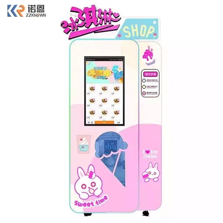 Italian Popular Automatic Frozen Food Ice Cream Machines Self Service Soft Ice Cream Cone Vending Machine