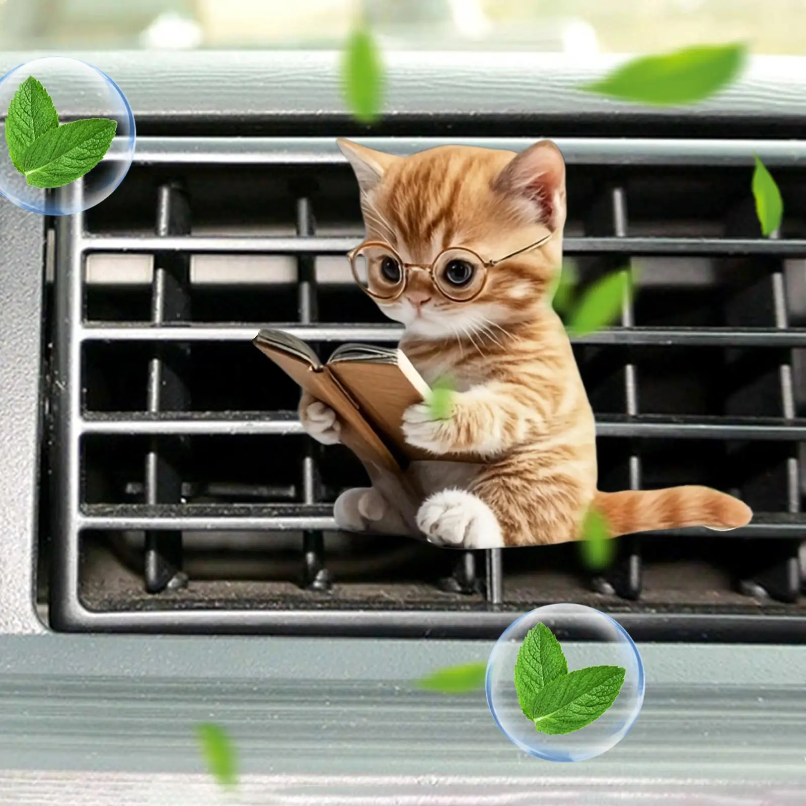 

Car Vent Freshener Cute Cat Car Air Purifier Vent Clip 3D Acrylic Vehicle Long Lasting Deodorizer Accessories For Interior Teens