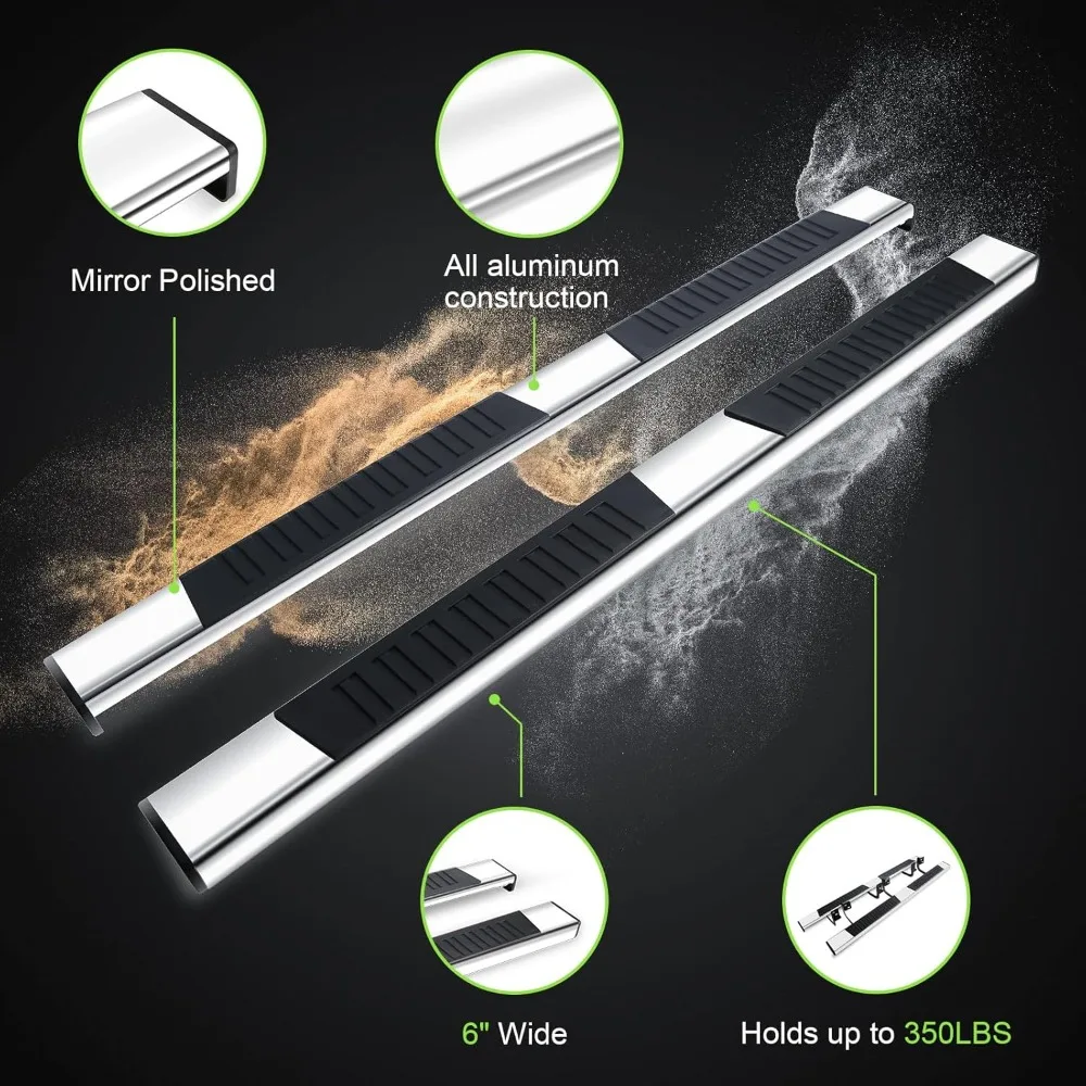 لوحات تشغيل كروم مقاس 6 بوصات تناسب مخصص 2022-2025 Toyota Tundra Crew Max Cab Crew Cab Side Step Nerf bar، مصقولة من الألومنيوم