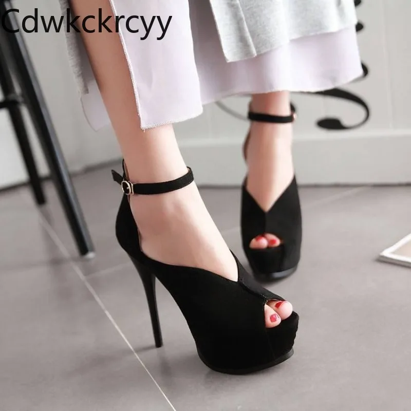 レディースサンダル-夏新作-おしゃれ-超ハイヒール-フィッシュマウス-サンダル-グレースセクシー-ファインヒール-宴会サンダル-34-43