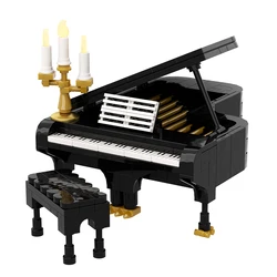 Black Piano Building Blocks, 268 Pieces Musical Instrument Model Building Set, Collectible Gift for Kids Adults Piano Lover