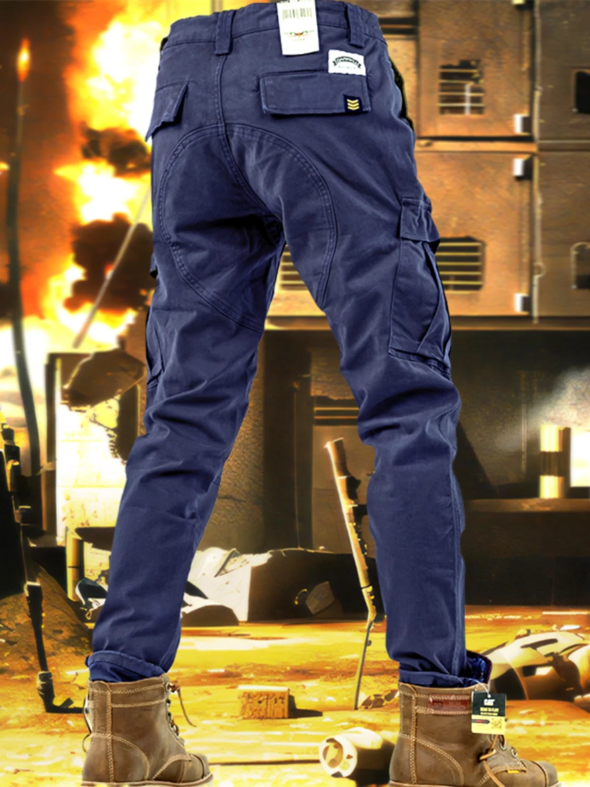 

Мужские рабочие брюки Yezoe, военные, свободного кроя, эластичные, повседневные, синие, из смесового хлопка и полиэстера, осенне-зимние, длинные брюки