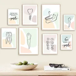 Teeth Abstract Line Oral Health Dentist Wall Art Canvas Painting Nordic Posters and Prints Wall Pictures for Dental Clinic Decor
