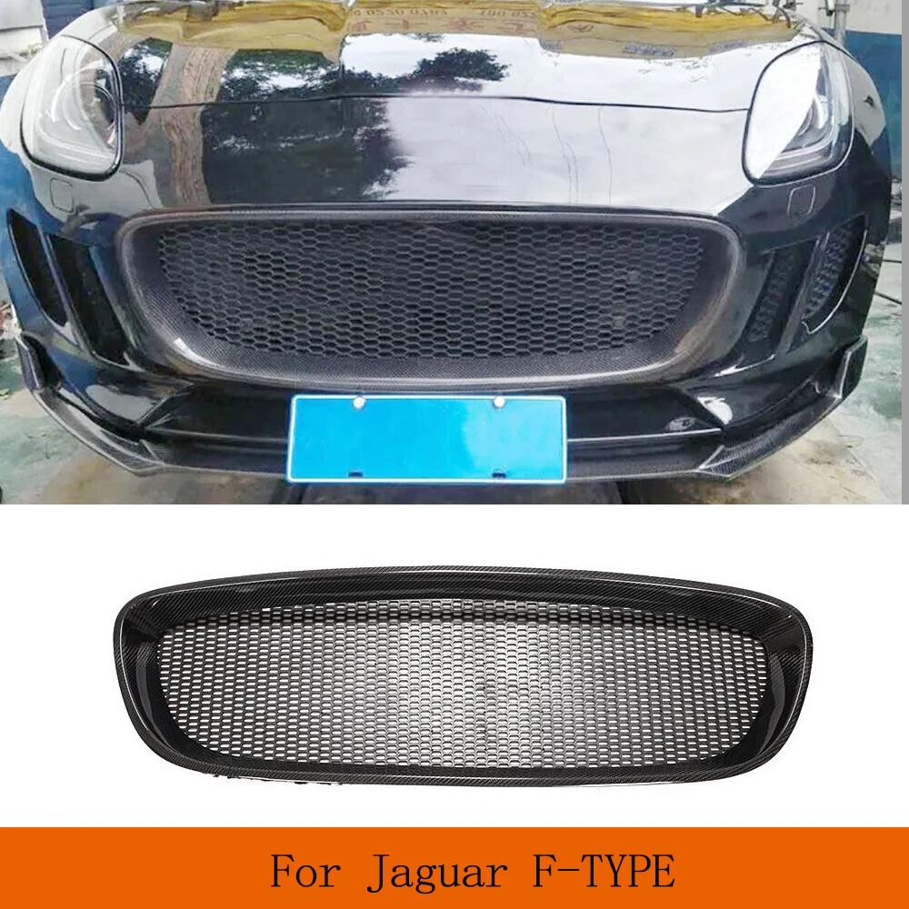 Carbon Fiber Front Grille Cover Replacement Tools Accessories Car Body Kit For Jaguar F-TYPE 2013 2014 2015 2016 2 Door Coupe