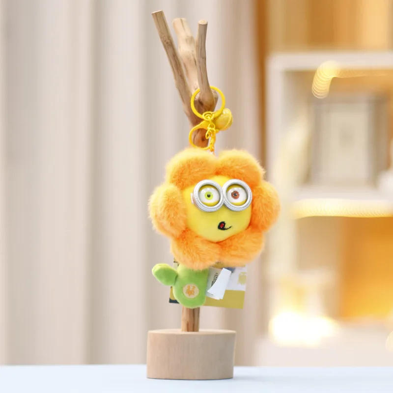 Echte Minion pop bloem cartoon Despicable Me knuffel sleutelhanger schattige tas hanger cadeau