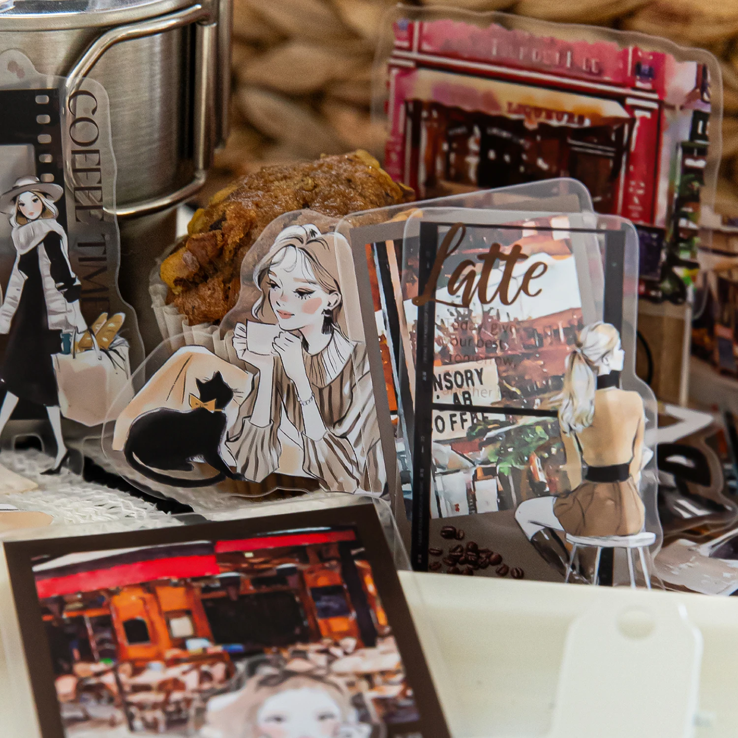 40pcs Romantic Encounter Series Creative Frame Characters PET Sticker Pack DIY Scrapbook Handmade Aesthetic Stationery Stickers