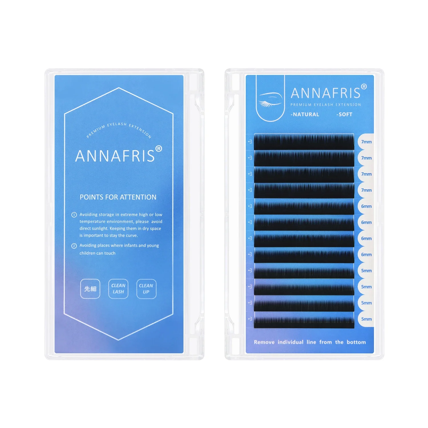 ANNAFRIS Bottom Lashes Extension 5mm- 7mm J/B/C Curl Under Eyelashes Individual Natural Short Eyebrow Mink Lower Lash