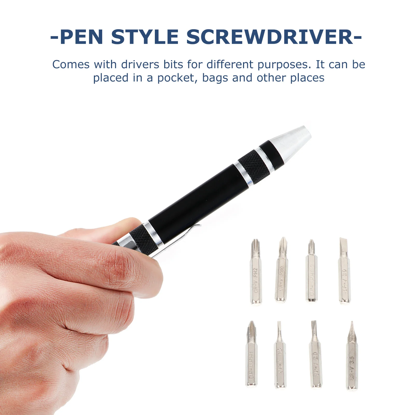 

2Pcs 8-in-1 Pen Style Mini Screwdriver Metal Compact Portable Repair Tool Aluminum Alloy Mini Screwdriver Pen Screw Driver