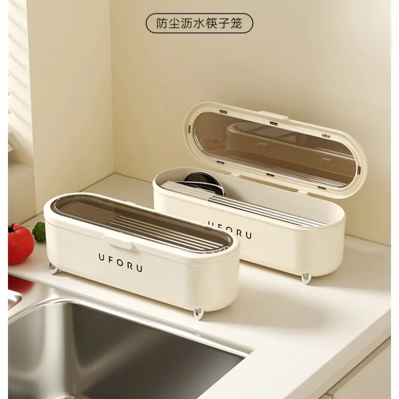 Light Luxury Cutlery Storage Box, Drained Chopsticks Box, Household Dustproof Chopsticks Holder, Kitchen Spoon