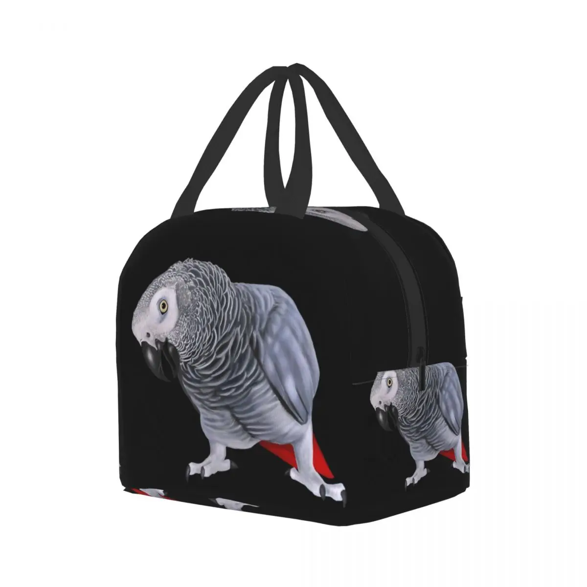 African Grey Parrot Insulated Lunch Bag for Work School Psittacine Bird Portable Cooler Thermal Lunch Box Women Kids Food Bags