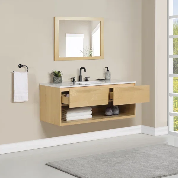 Homedee-tocador de baño de madera maciza, moderno, montado en la pared, superventas, Hotel