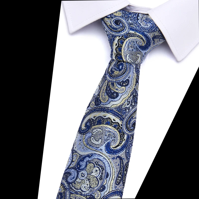 New Style Fashion 7.5 cm Blue Striped Floral Tie For Men Gravatas Hombre Fit Wedding Workplace Birthday Gift