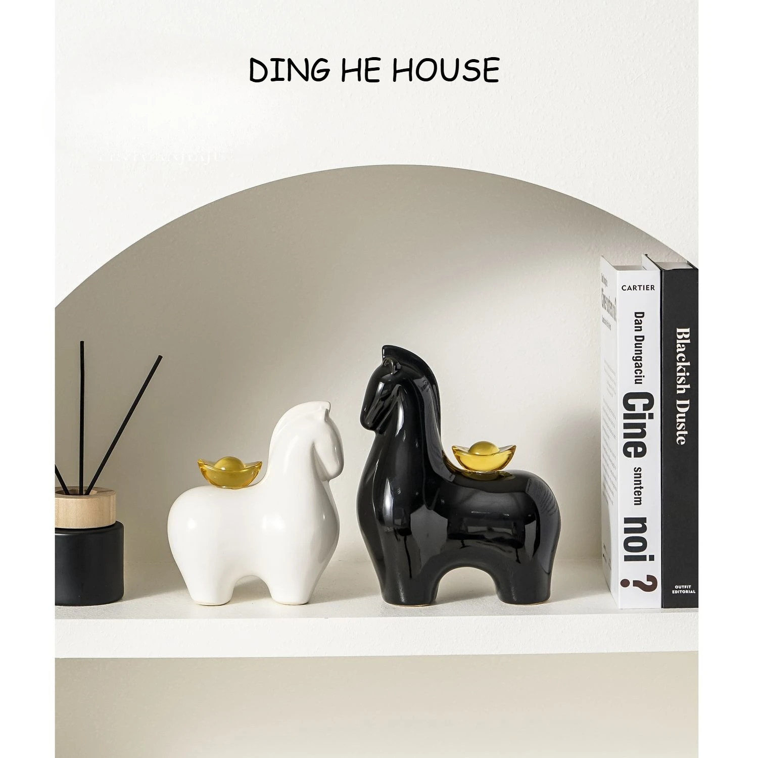 

Get Rich Immediately Pony Ceramic Decorations Wine Cabinets Living Room TV Cabinet Ornaments Office Desktop Zodiac Horse Gifts