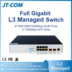 JT-COM Full Gigabit L3 Managed switch with 2*1000M SFP slot ports and 8*100/1000M RJ45 ports